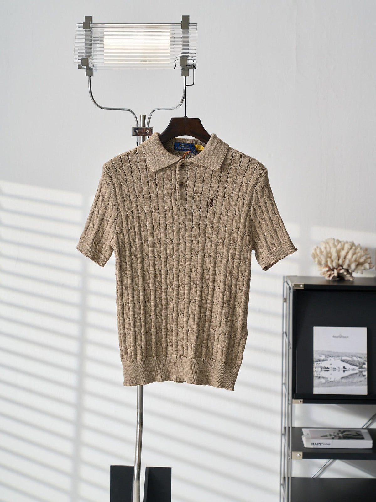 Ralph Lauren Men's Cable‑Knit Short‑Sleeve Polo Shirt