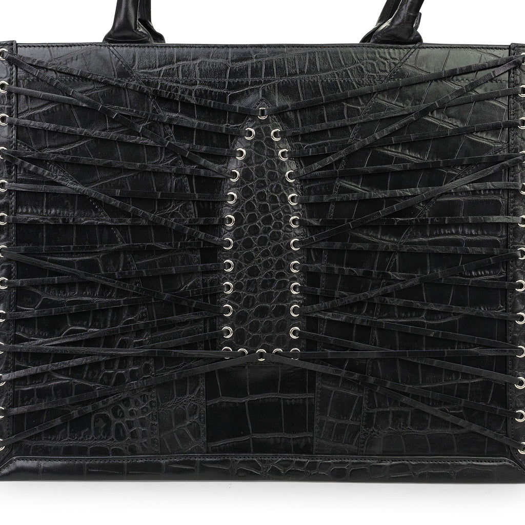 BLACK ARCH TOTE XL MESSENGER BAG