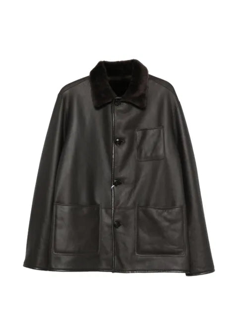 Manzoni 24 shearling-collar leather jacket