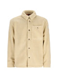 Napapijri logo-embroidered fleece shirt jacket