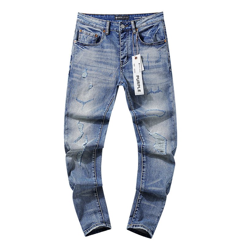 Purple Brand Blue Distressed Washed Denim Jeans