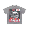 FIRST ROW Burning Flames Cropped Graphic T-Shirt