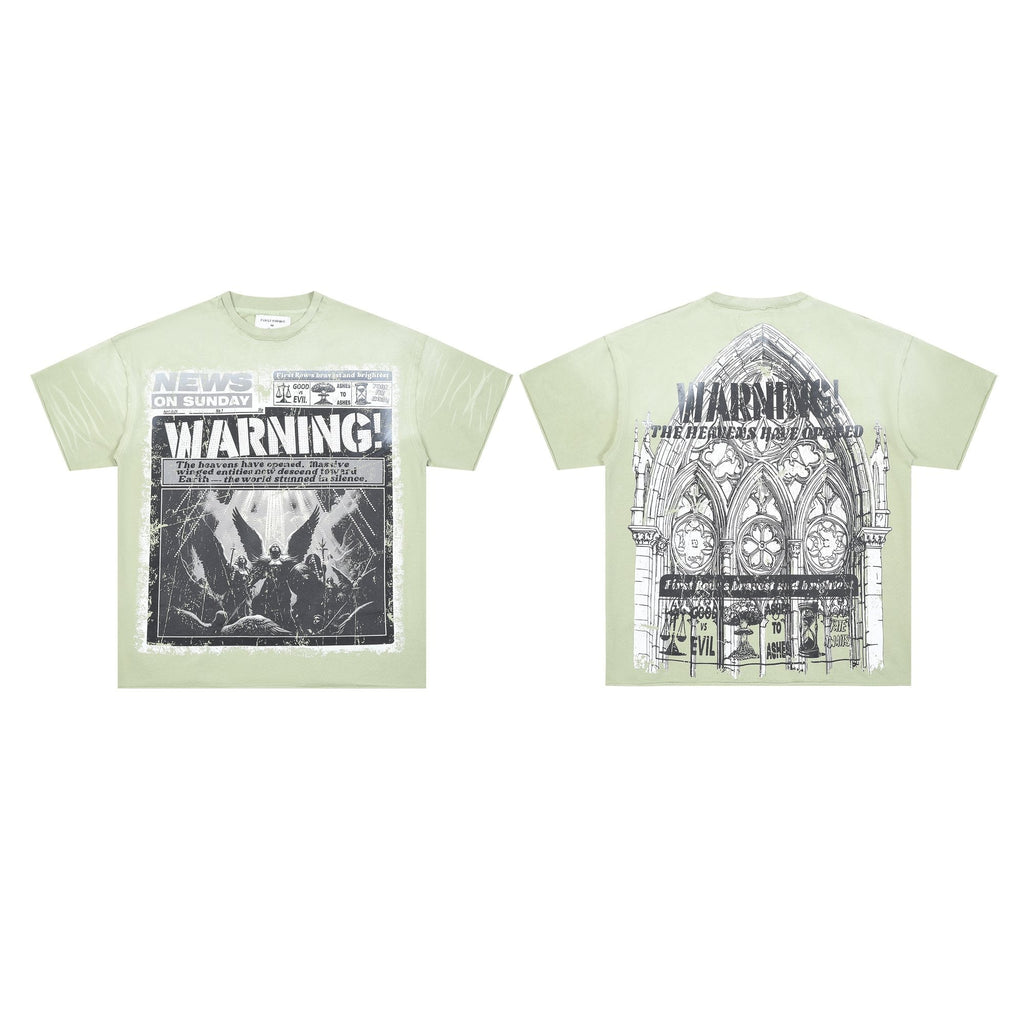 FIRST ROW Breaking News Warning From Heaven Cropped T-Shirt