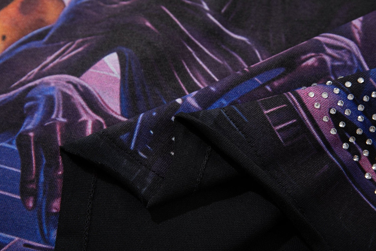 MAJESTIK Alien Rhinestone Graphic T-Shirt