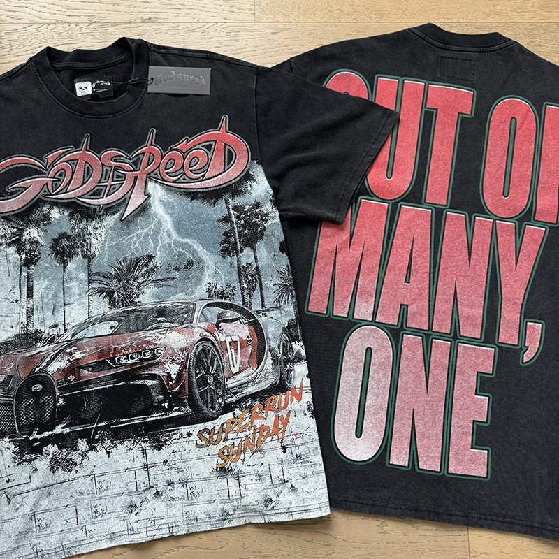 Godspeed Super Run Sunday Car Graphic Short-Sleeve T-Shirt