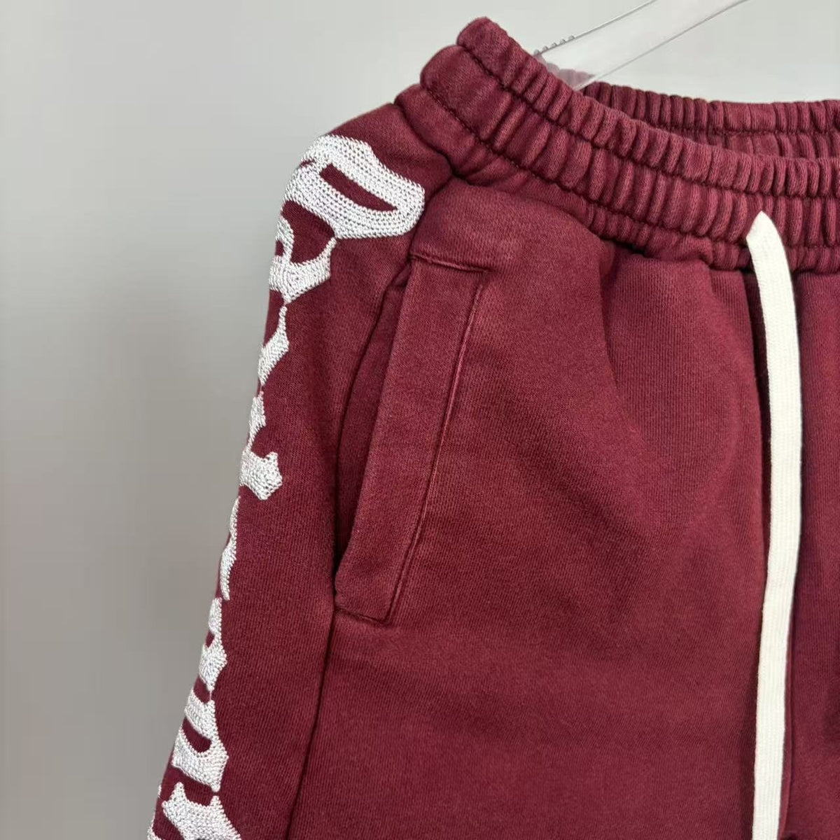 Godspeed Burgundy Side-Letter Graphic Shorts