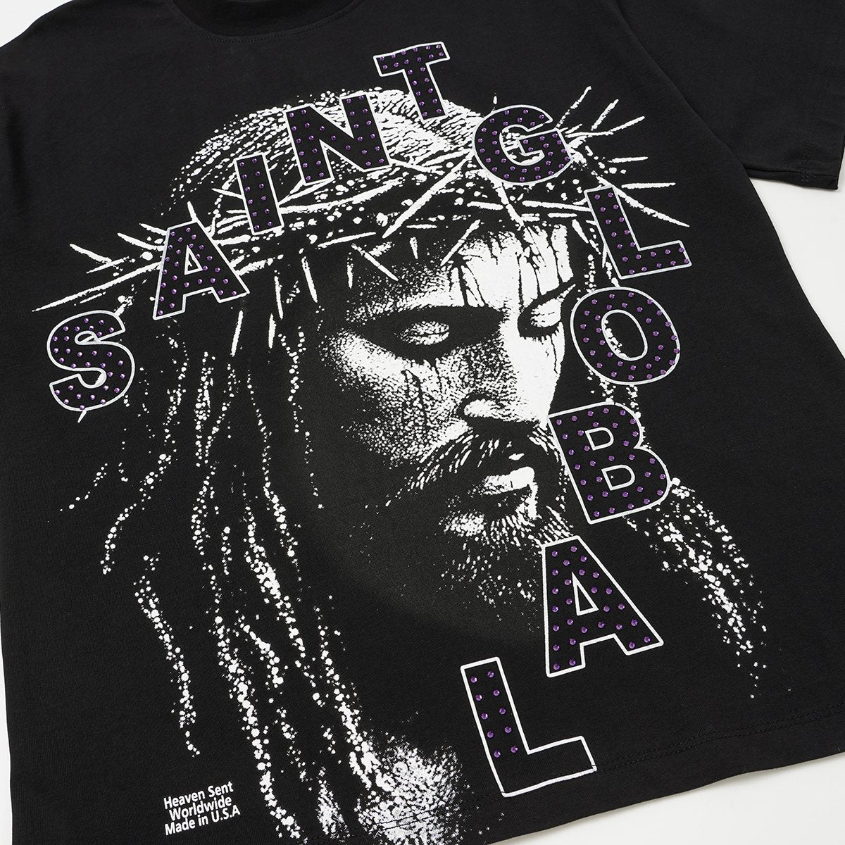 SAINT Rhinestone Graphic Short-Sleeve T-Shirt