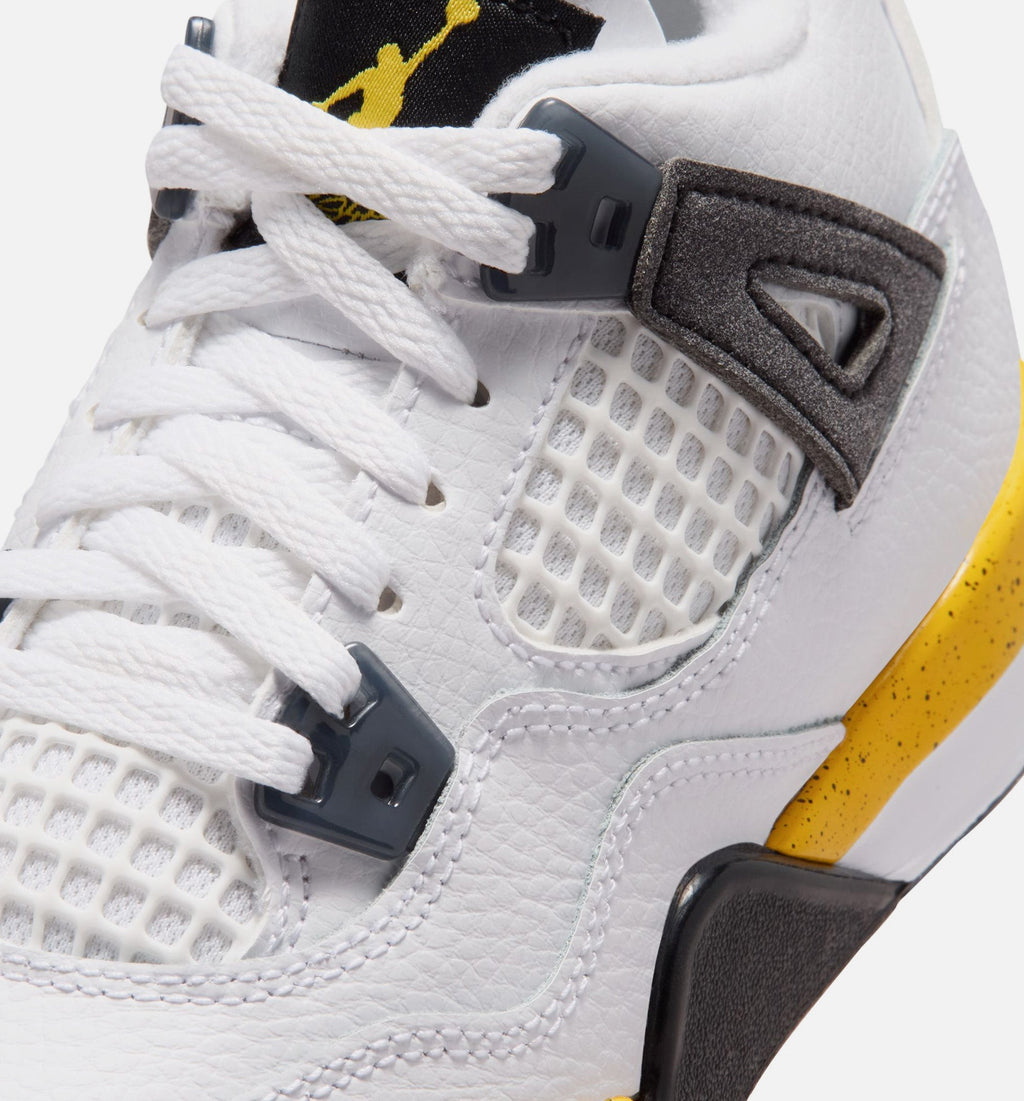 Air Jordan 4 Retro 'Rare Air Tour Yellow' Preschool - White/Dark Blue Grey/Black/Tour Yellow