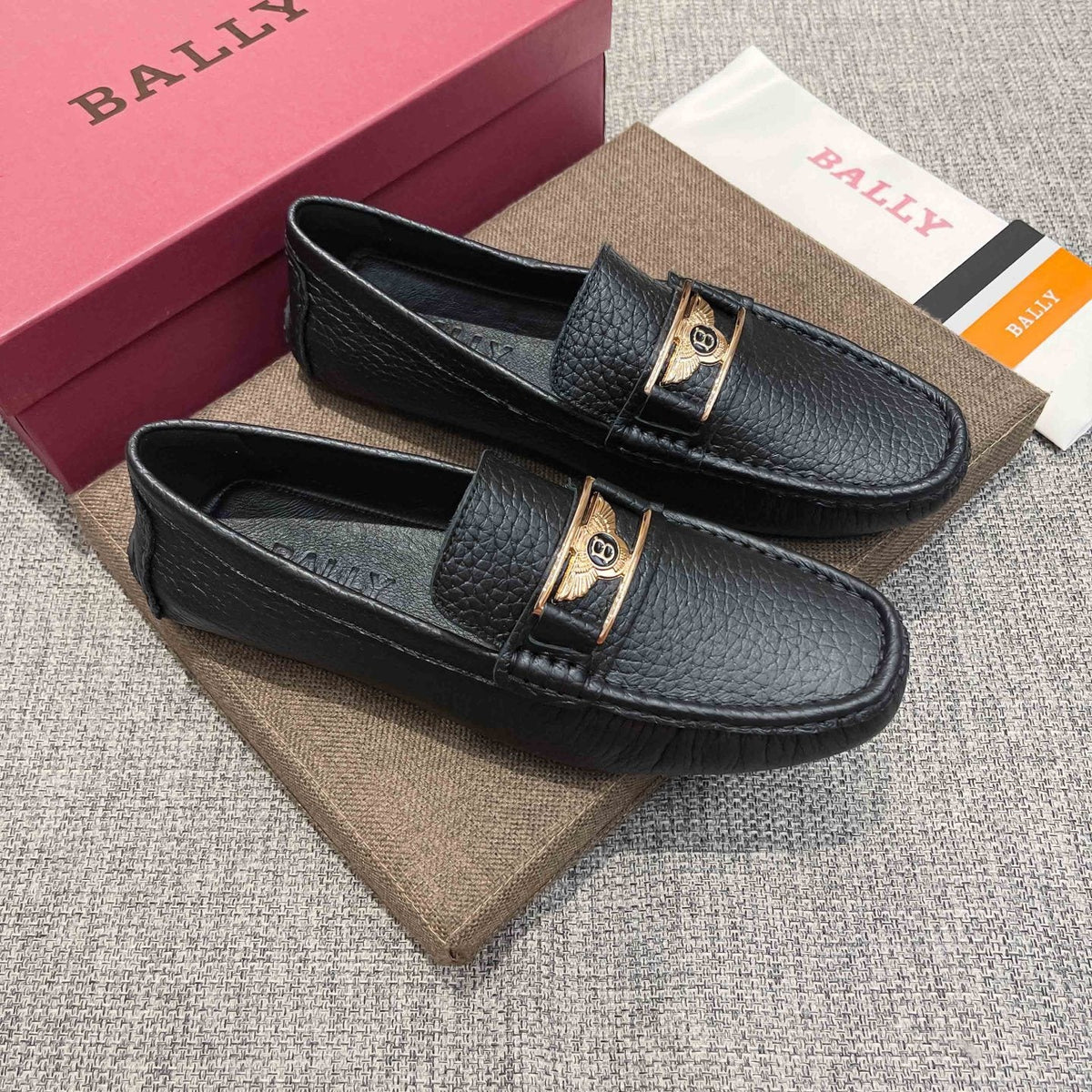 Bally Men's Black Textured Slip-On Loafers