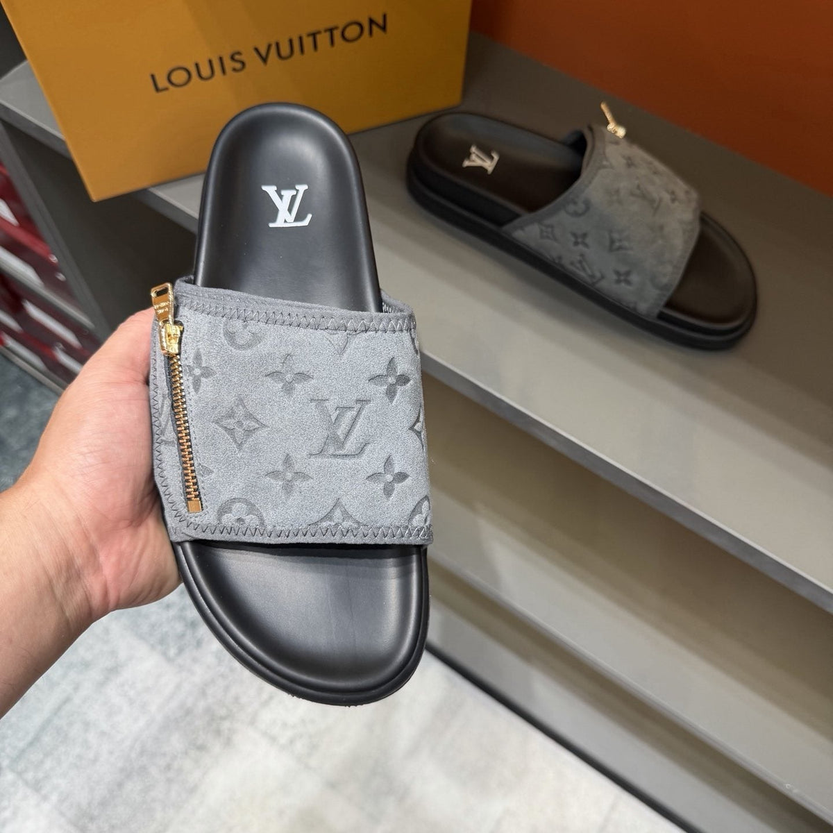 Louis Vuitton Monogram Zip Slide Sandals