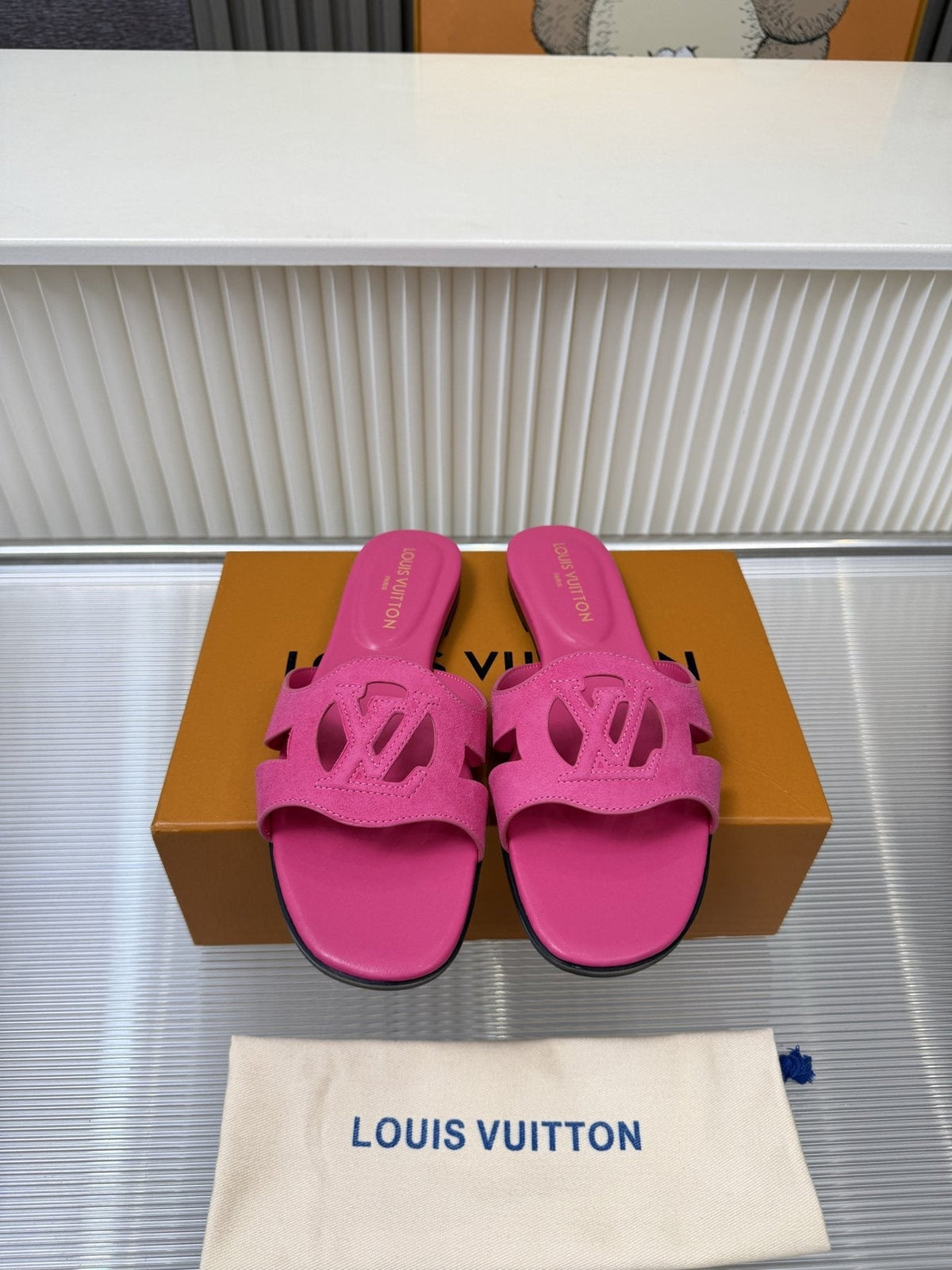 Louis Vuitton Cutout Logo Slide Sandals