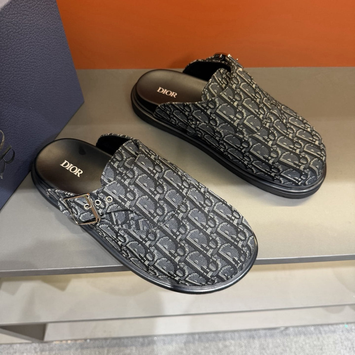 Dior Monogram Buckle Mule Shoes