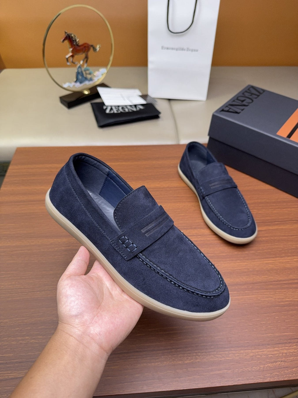 Zegna Men's Suede Strap Loafers