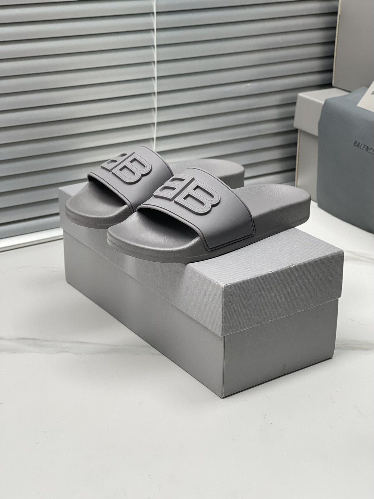 Balenciaga Raised Motif Slide Sandals